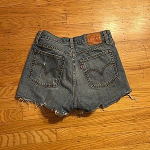 raw hem denim shorts